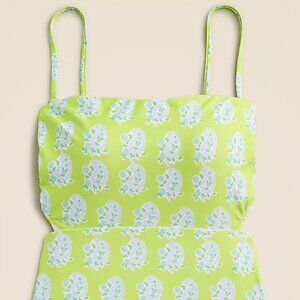 NWT JCrew SZ Blockprints X cutout one-piece swimsuit in green paisley (size 10)